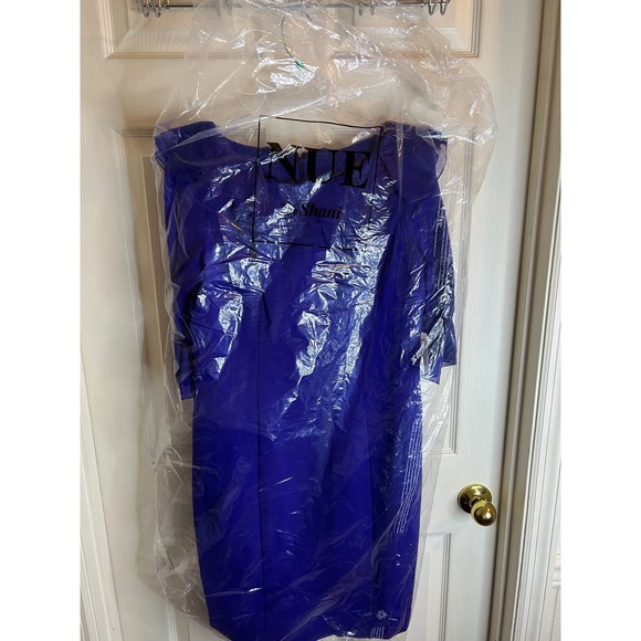 NUE‎ by Shani Stunning Royal Blue Ruffle Neck 3/4 Sleeve Sheath Dress - Picture 6 of 6